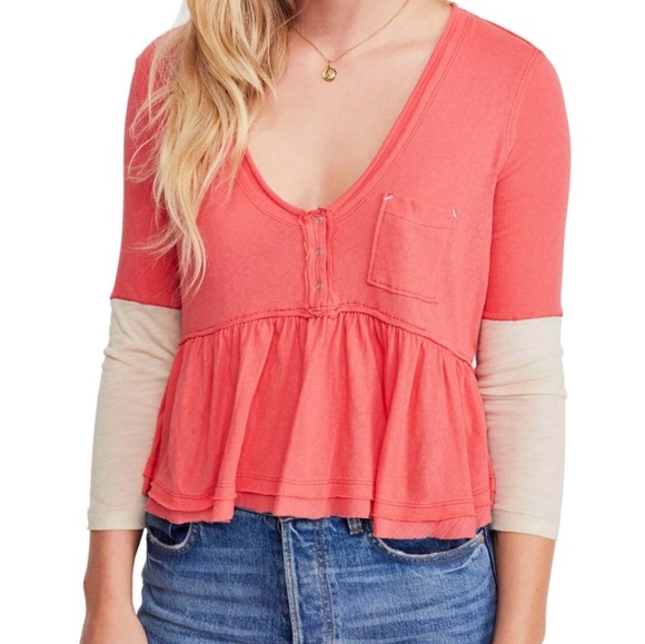 Free People Heart of Mine Colorblock Cotton Top - Picture 1 of 5